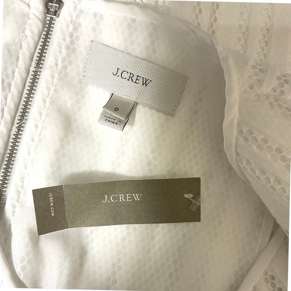 NWT J Crew White Eyelet Lace V Neck Sleeveless Fit Flare Midi Dress Coastal 0 0 - Picture 10 of 14